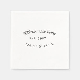 Serviette En Papier Lake house et. Date année coordonnées personnalisé