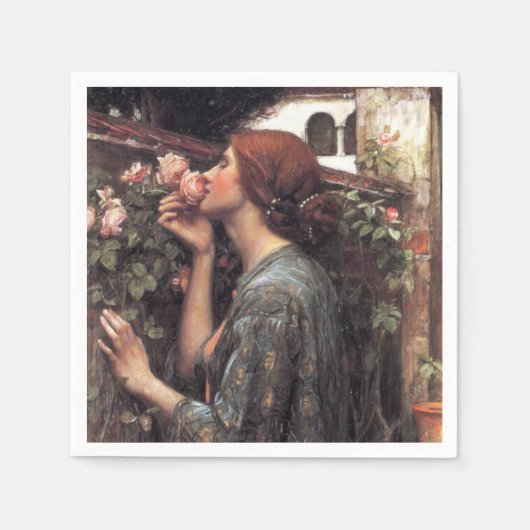 Serviette En Papier L'âme du Rose (par John William Waterhouse) (Devant)