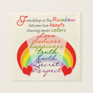 Serviette En Papier L'amitié est l'arc-en-ciel BFF Saying Design