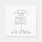 Serviette En Papier L'amour à Las Vegas | Ligne Skyline Ville Déco Mod (Devant)