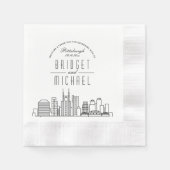 Serviette En Papier L'amour à Pittsburgh | Modern Deco City Skyline (Devant)