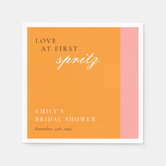 Serviette En Papier L'amour au premier Spritz Shower de mariage modern (Devant)