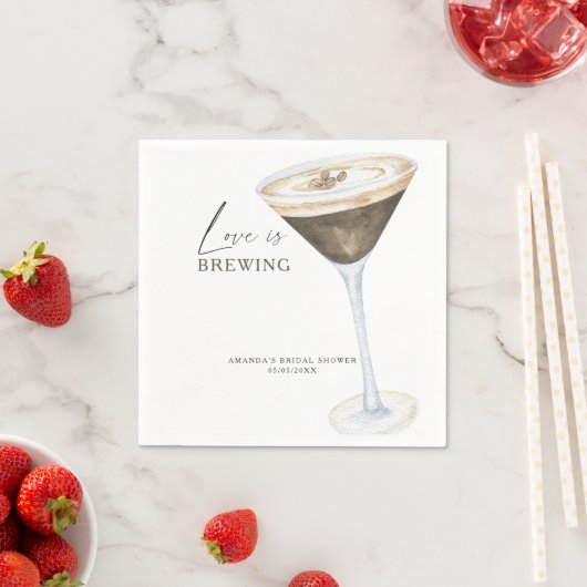 Serviette En Papier L'amour brasse Espresso Martini douche nuptiale (En situation)
