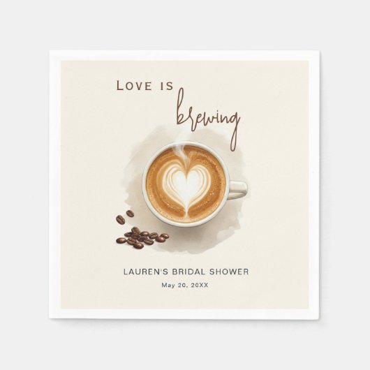 Serviette En Papier L'amour brasse la Fête des mariées de café dans (Devant)