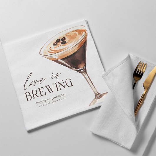 Serviette En Papier L'amour brasse la Fête des mariées Espresso Martin