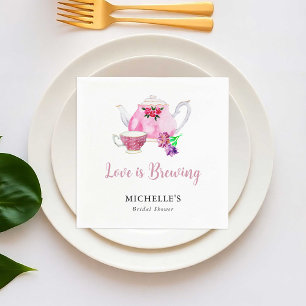 Serviette En Papier L'amour brasse la Fête des mariées Tea Party