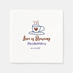 Serviette En Papier L'amour brun bleu brun douche nuptiale ajouter nom