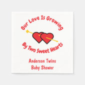 Serviette En Papier L'Amour Croît Par Deux Coeurs Jumeaux (Devant)