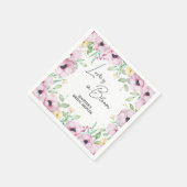 Serviette En Papier L'amour de l'anémone rose florale est en Fête des (Coin)