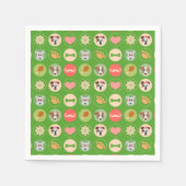 Serviette En Papier L'amour du chien sur vert (Devant)