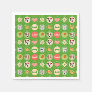 Serviette En Papier L'amour du chien sur vert