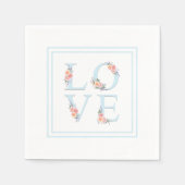 Serviette En Papier L'amour en Fleur Pastel Alphabet Floral (Devant)