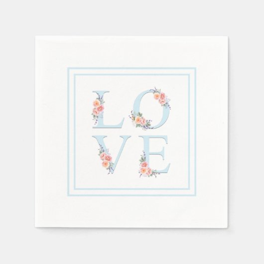 Serviette En Papier L'amour en Fleur Pastel Alphabet Floral (Devant)