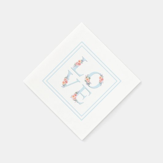 Serviette En Papier L'amour en Fleur Pastel Alphabet Floral (Coin)