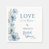 SERVIETTE EN PAPIER L'AMOUR ÉPANOUIT FLEURS BLEUES FÊTE DE MARIAGE (Devant)