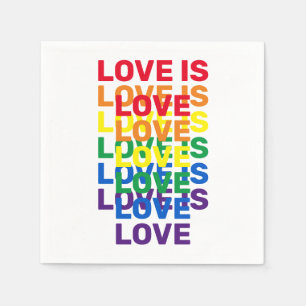 Serviette En Papier L'amour est amour arc-en-ciel motif de typographie