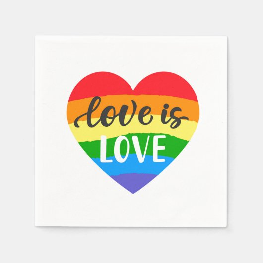 Serviette En Papier L'amour est amour Coeur arc-en-ciel (Devant)