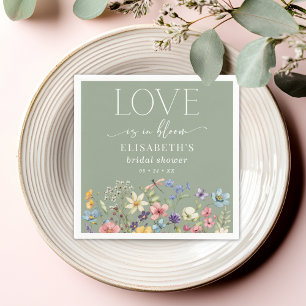 Serviette En Papier L'Amour Est Dans La Fête des mariées Verte De Sage