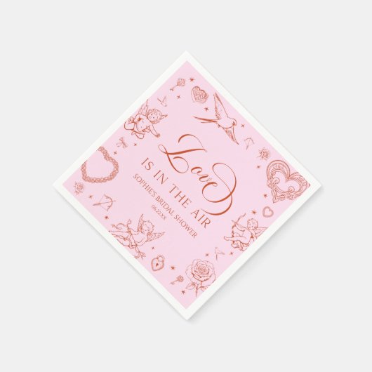 Serviette En Papier L'amour est dans l'air Saint-Valentin Fête de mari (Coin)