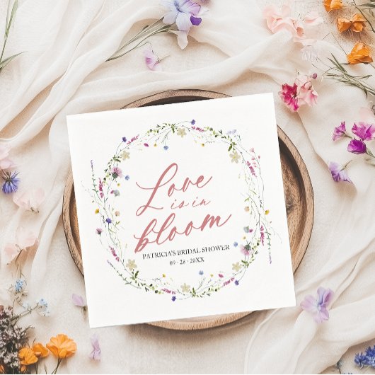 Serviette En Papier L'Amour Est Dans Le Fleur sauvage Fête des mariées