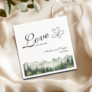 Serviette En Papier L'amour est dans le mariage élégant de l'air