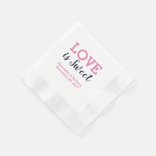 Serviette En Papier L'amour est douce Marine Bleu Mariage (Coin)