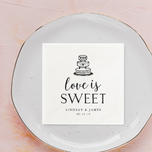 Serviette En Papier L'amour est doux Coupe de gâteau Mariage