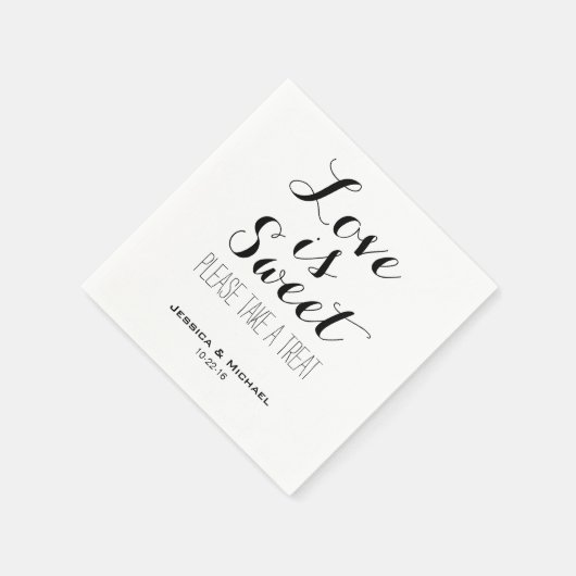 Serviette En Papier L'amour est doux coutume mariage noir et blanc (Coin)