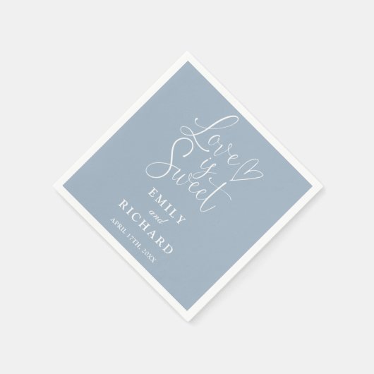 Serviette En Papier L'Amour Est Doux Élégant Moderne Dusty Mariage (Coin)