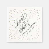 Serviette En Papier "L'amour est doux" Gold Stars Mariage serviettes (Devant)