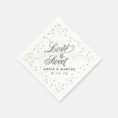 Serviette En Papier "L'amour est doux" Gold Stars Mariage serviettes (Coin)