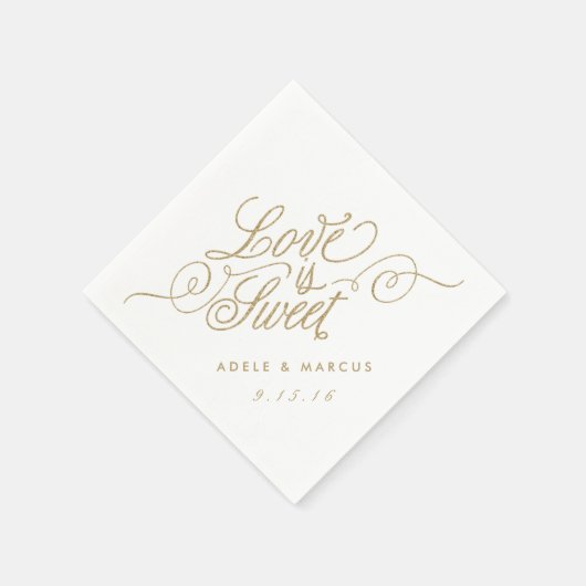 Serviette En Papier "L'amour est doux" Mariage de Parties scintillant (Coin)