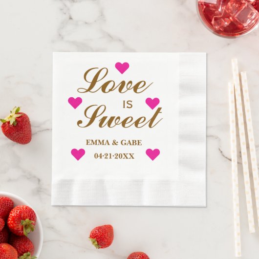 Serviette En Papier L'amour est doux Mariage de script personnalisé Mo (En situation)