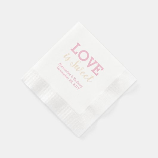 Serviette En Papier L'amour est doux rose Mariage Fiançailles (Coin)