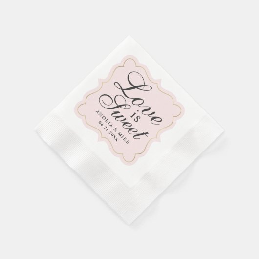 Serviette En Papier L'amour est | doux rougissent monogramme rose (Coin)