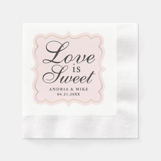 Serviette En Papier L'amour est | doux rougissent monogramme rose (Devant)