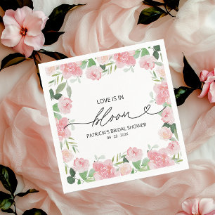 Serviette En Papier L'Amour est en Fleur Fête de Mariage Rose Floral