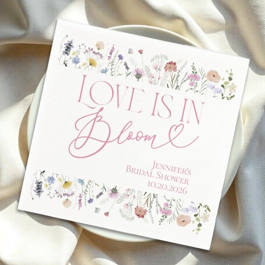 Serviette En Papier L'amour est en fleur | Fête des mariées florale aq