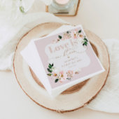 Serviette En Papier L'amour est en fleur rose vif mariée fleur sauvage