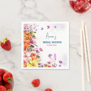 Serviette En Papier l'amour est en fleurs douche de mariage colorée de