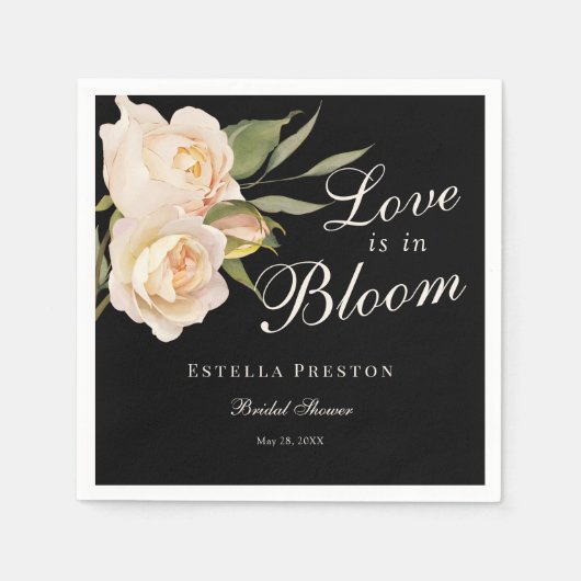 Serviette En Papier L'amour est en fleurs Roses blanches Fête des mari (Devant)