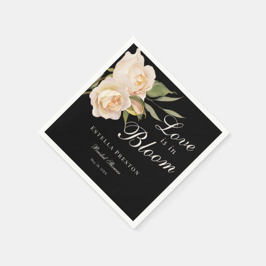 Serviette En Papier L'amour est en fleurs Roses blanches Fête des mari (Coin)