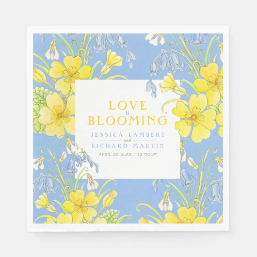 Serviette En Papier L'amour est floraison fleurs de printemps bleu mar (Devant)