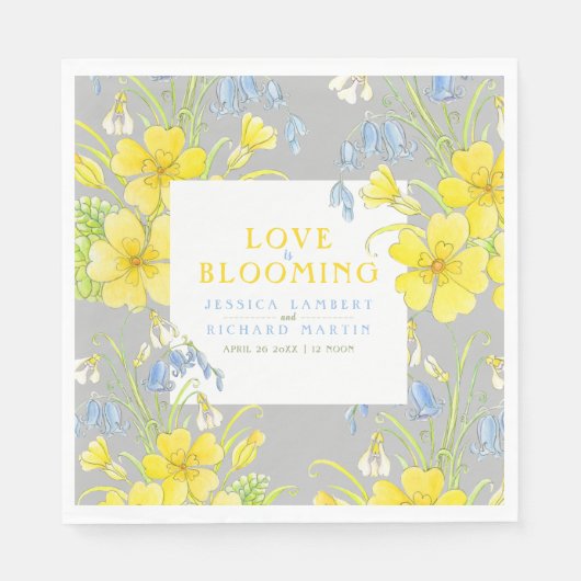 Serviette En Papier L'amour est floraison fleurs de printemps gris mar (Devant)