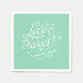 Serviette En Papier L'amour est Mariage | Bonbons Buffet Menthe Vert (Devant)