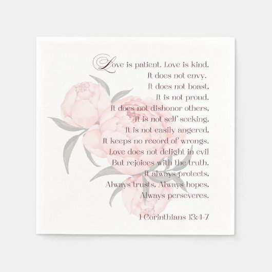 Serviette En Papier L'amour est patient - serviettes Mariages avec écr (Devant)