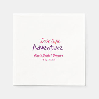 SERVIETTE EN PAPIER L'AMOUR EST UNE AVENTURE ROSE VIOLET PLUIE DE MARI