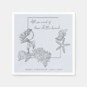 Serviette En Papier L'Amour et le Mariage Beach Coastal Seashell (Devant)