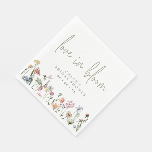 Serviette En Papier L'Amour fleur sauvage Dans La Fête des mariées En (Coin)