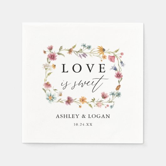 Serviette En Papier L'Amour fleur sauvage Est Douce Mariage serviettes (Devant)